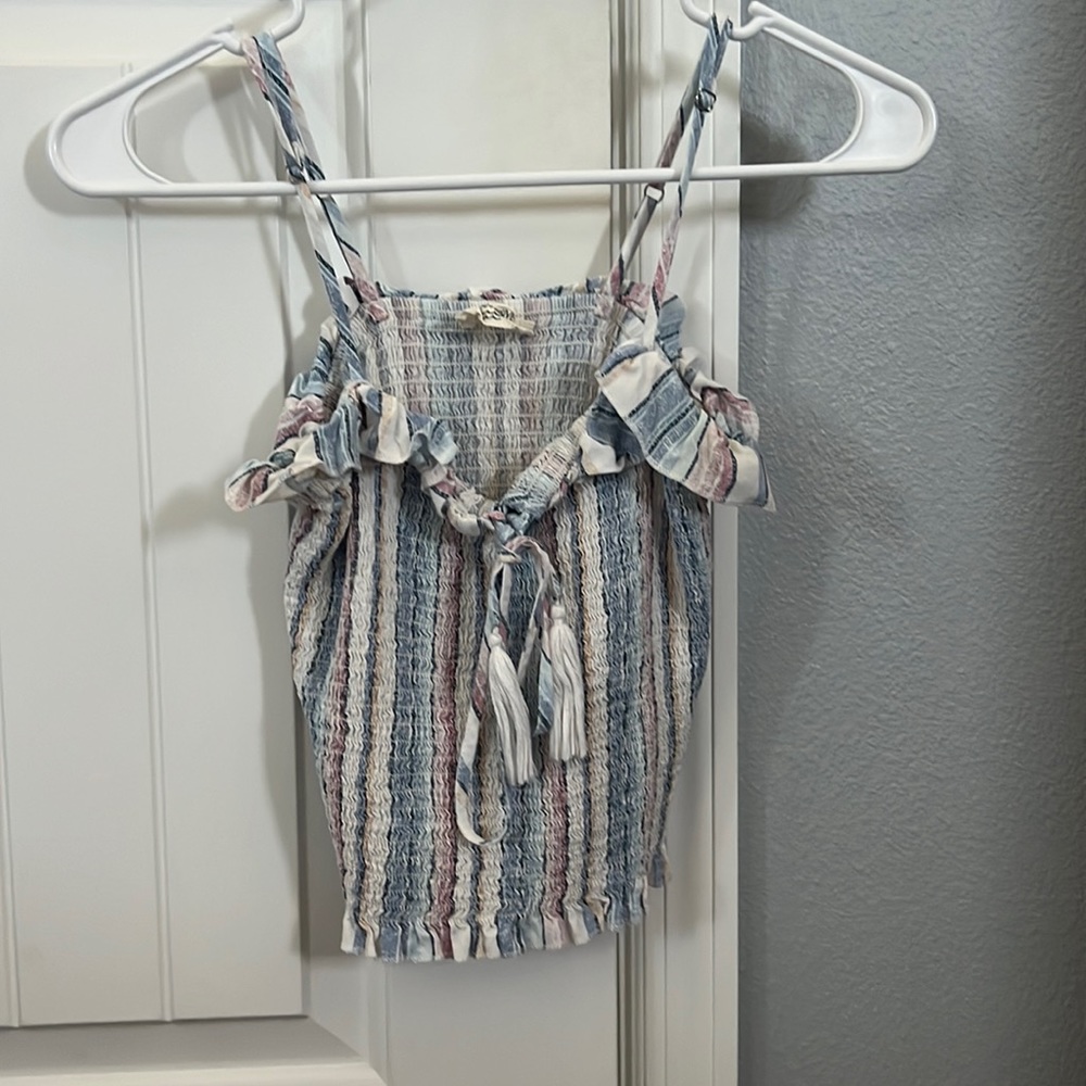 Striped ribbed cropped tank top